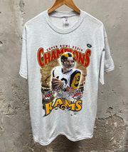 Vintage Super Bowl XXXIV Champions St. Louis Rams Kurt Warner Tee Deadstock L