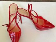 $995  Women's Red Plexi Platform Heel