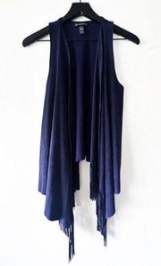 INC Blue Fringe Faux Suede Vest Women's Size M