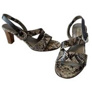 Brighton Rivoli Slingback Womens Sandals Size 7M Sand Tan Snake Embossed Leather