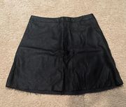 A-line black leather skirt