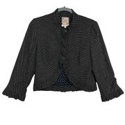 Nanette Lepore Bergdorf Goodman Wool Blend Ruffle Hem 2 Button Blazer Size 8