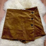 Love Tree Asymmetric Button Camel Stretch Corduroy Skort M