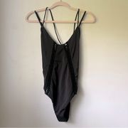 Out From Under Black Crochet Cut Out One Piece Bathing Suit M