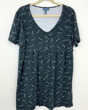 ModCloth Women's Pleased With Ease Scissors Baby Doll Mini Dress Gray Size L