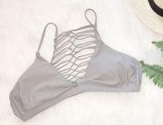 Raisins large grey sexy criss cross halter bikini