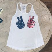 American Flag Peace Sign Racerback Tank Medium