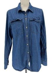 Girl Krazy Cotton Denim Button Down Shirt Size XL