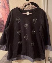 Blair Womens soft gray plus size top size XL pre-owned