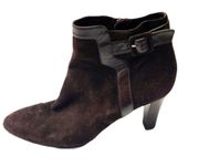 Aquatalia Boots Womens Size 9.5 Brown Suede Ankle Booties High Heel Zip Up