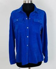 Sag Harbor Blue Faux Suede Snap Button Down Shirt