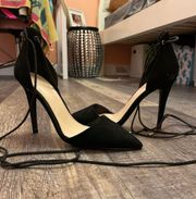 Forever 21 Black Ankle Tie Heels