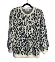 Hayden Los Angeles Medium Sweater Leopard Boho Neutral Cream Tan