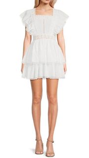 White Lace Ruffle Dress