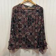 BCBGeneration sheer floral boho blouse