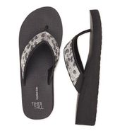 TIME and TRU Bling Flip Flops Size 10 Womens Black & Silver New