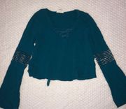 Teal Bell Sleeve Crop Top