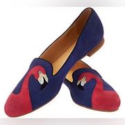 C. Wonder Flamingo Embroidered Suede Loafers-Caroline