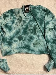 NWT Green Tie-Dye Crop Top Hoodie Size Small