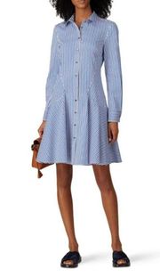 💕DEREK LAM💕 Blue Pin Stripe Shirtdress ~ Blue White 40 EUC Minimalist Chic