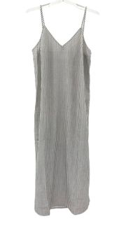 Gray Striped Midi Slip Dress