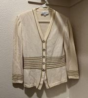 St John Collection Cream Gold Knit Button Jacket Blazer Cardigan Size 6