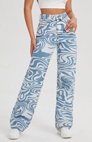 trendy blue swirl jeans 