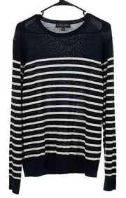 Brooks Brothers Silk Blend Navy Striped Lightweight Sweater Women's Medium