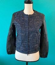 Madewell blue shimmerweave bomber jacket