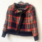 L.A.M.B Gwen Stefani Plaid Red Black White Blue Jacket Sweater Size 4