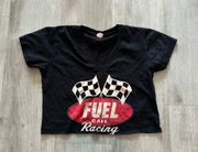 Fuel cafe racing car cropped vneck tshirt vintage 