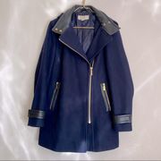 Michael Kors MK Leather Moto & Wool Trench Jacket