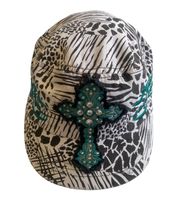 Blazin‎ Roxx Animal Print Rhinestone Teal Cross Hat