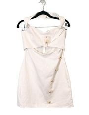 Anthropologie Mare Mare Women's White Cutout Twill Halter Mini Dress Small NWT