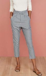 BB Dakota High-Rise Belted Tapered Blue & White Striped Pants Size 4