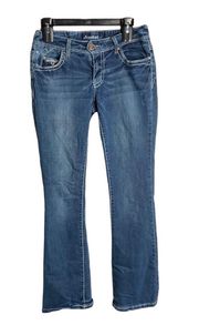 Bootcut Blue Jeans w Decorative Colored Stitching/Sequins Jrs 7