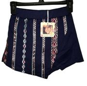 ABOUT A GIRL NAVY BLUE EMBROIDERED BOHO SKORT SIZE XS