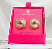 NIB House of Harlow 1960 Goldtone Stud Earrings Textured Button NickelFree Lead