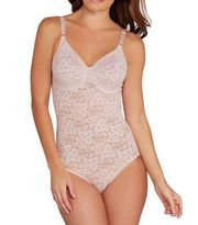 Maidenform Women's 34DD Light Pink Rose Lace Firm Control Lace N Smooth Bodysuit