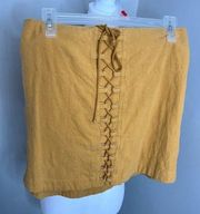 Free people mustard yellow tie linen skirt