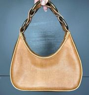 Mini Cognac Caramel Brown Hobo Shoulder Bag Y2K Weave Purse