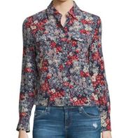 New! AG Adriano Goldschmied Sutton Long-Sleeve Floral-Print Shirt