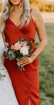 Delilah Terracotta Stretch Satin Bridesmaid Dress