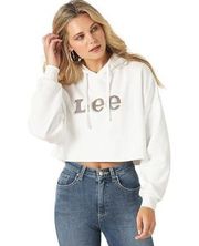 Lee White Cropped Hoodie Size Large