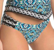 Blue and Black Geometric  Swim Bottoms