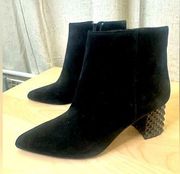 Antonio Melanie Kinsley Suede Molded Lucite Heel Dress Booties size 8