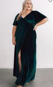 NWT Baltic Born Meghan Velvet Wrap Maxi Emerald Dress Size Large