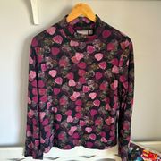 Croft & Barrow  black and purple leaf shirt