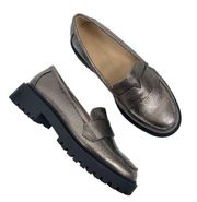 NEW Banana Republic Lug Sole Metallic Loafers Pewter Brown Size 6