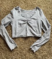 Grey Long sleeve crop top 